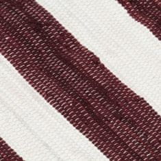 Vidaxl Ručne tkaný koberec Chindi vínovo-biely 160x230 cm bavlnený