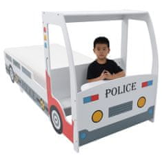 Vidaxl Detská posteľ policajné auto, pamäťový matrac, 90x200 cm