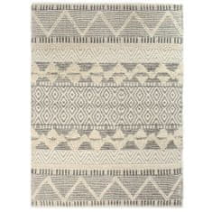 Vidaxl Ručne tkaný koberec, vlna 120x170 cm, biely/sivý/čierny/hnedý