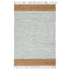 Vidaxl Ručne tkaný Chindi koberec svetlosivý a žltohnedý 80x160 cm kožený