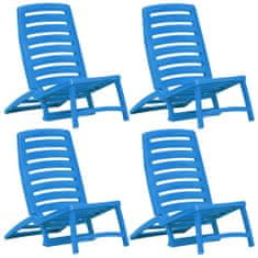 Vidaxl Skladacie plážové stoličky 4 ks modré plastové