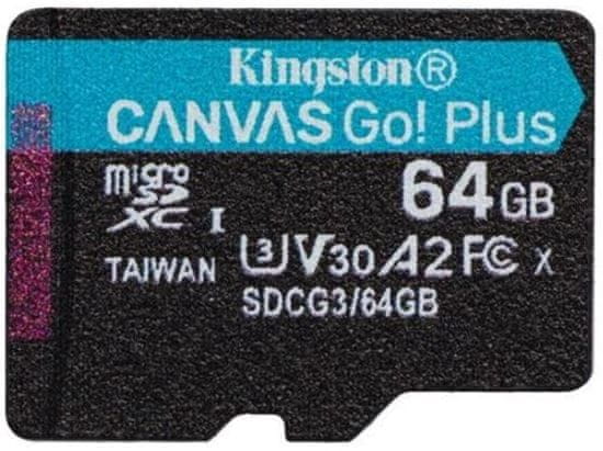 Kingston microSDXC 64GB Canvas Go Plus 170R A2 U3 V30 (SDCG3/64GBSP)