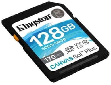 Pamäťová karta Kingston SDXC 128GB Canvas Go Plus 170R C10 UHS-I U3 V30 (SDG3/128GB) vysoká kapacita