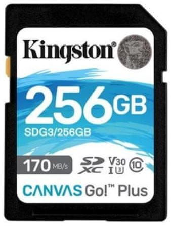 Kingston SDXC 256GB Canvas Go Plus 170R C10 UHS-I U3 V30 (SDG3/256GB) - rozbalené