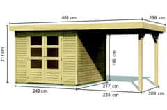 KARIBU drevený domček KARIBU ASKOLA 3 + prístavok 240 cm (14441) SET