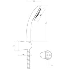 CERSANIT Sprchová súprava s bodovým držiakom modi, 3 funkčné, priemer ručnej sprchy 8,5cm, kovová hadica dlhá 150cm, s bodovým držiakom a montážnou sadou (S951-023)