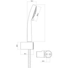 CERSANIT Sprchová súprava s bodovým držiakom lano, 5 funkčný, priemer ručnej sprchy 8,5cm, kovová hadica dlhá 150cm, s bodovým držiakom a montážnou sadou (S951-022)