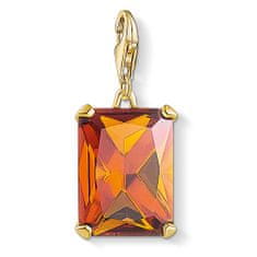 Thomas Sabo Prívesok "Oranžový kameň veľký , 1840-472-8, Charm Club, 925 Sterling silver, 18k yellow gold plating, glass-ceramic stone orange