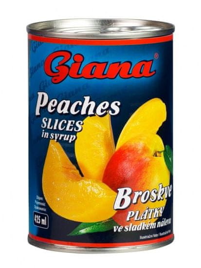 Giana Broskyne plátky v mierne sladkom náleve 12 × 425 ml