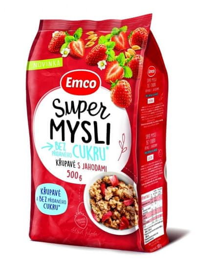 EMCO Super Mysli bez cukru chrumkavé s jahodami 12 × 500 g