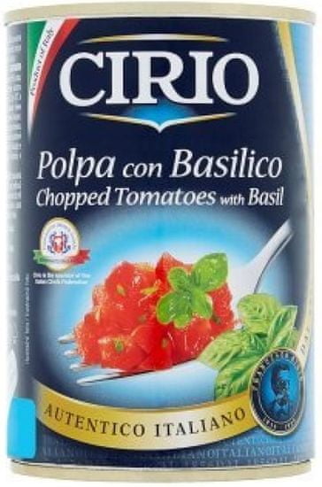 CIRIO Ošúpané krájané paradajky v paradajkovej šťave s bazalkou 12 × 400 g