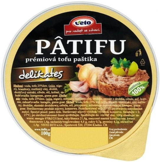 VETO PATIFU Prémiová tofu paštéta Delikates 20 × 100 g