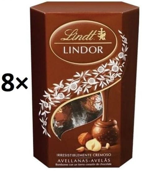 LINDT Lindor Mliečna čokoláda s jemnou krémovou náplňou s kúskami orechov 8 × 200g