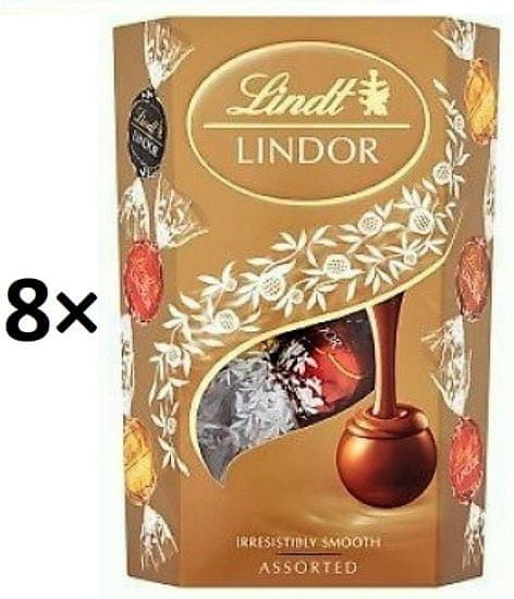 LINDT Lindor Zmes mliečnej. bielej a horkej čokolády s jemnou krémovou náplňou 8 × 200g