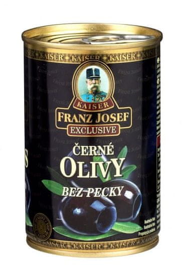 Franz Josef Kaiser Kaiser Exclusive Čierne olivy v mierne slanom náleve bez kôstky 12 × 300 g