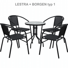 KONDELA Jedálenský stôl vhodný, čierna oceľ / temperované sklo, BORGEN TYP 2