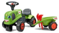 Falk Odstrkovadlo traktor Claas zelené s volantom a prívesom