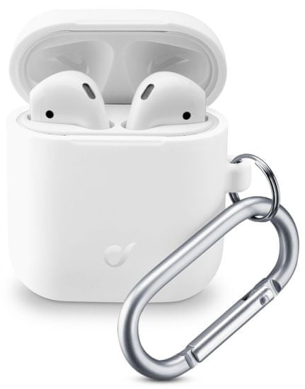 CellularLine Ochranný kryt s karabínou Bounce pre Apple AirPods 1 & 2 BOUNCEAIRPODSW, biely