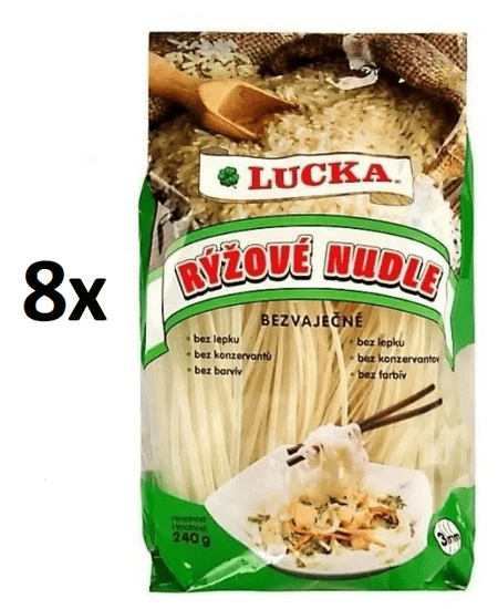 Lucka Lucka Rezance ryžové bezlepkové 7 mm 8 × 240 g
