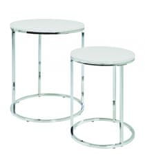 Mørtens Furniture Konferenčné stolíky Enzo, súprava 2 kusov, 40/50 cm, biela / chróm