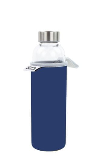 Yoko Design sklenená fľaša v neopr. puzdre, 500 ml, modrá