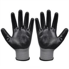 Vidaxl Nitrilové pracovné rukavice, 24 párov, veľkosť 8/M, šedo-čierne