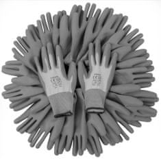 Vidaxl Bielo šedé pracovné rukavice z PU, veľkosť 9/L, 24 párov