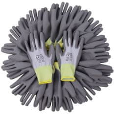 Vidaxl Bielo šedé pracovné rukavice z PU, veľkosť 10/XL, 24 párov