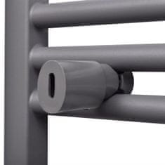 Vidaxl Sivý rebríkový radiátor na centrálne vykurovanie, rovný 600x1424 mm
