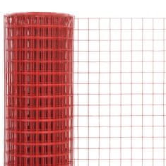 Vidaxl Drôtené pletivo, oceľ potiahnutá PVC 10x1,5 m, červené