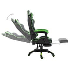 Vidaxl Herná stolička s opierkou na nohy, zelená, umelá koža