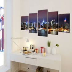 Petromila vidaXL Sada obrazov na stenu, motív farebná panoráma New Yorku 200 x 100 cm