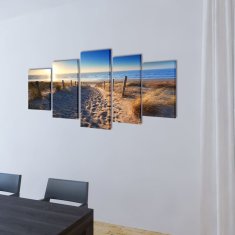 Petromila vidaXL Sada obrazov na stenu, motív Piesočnatá pláž 200 x 100 cm