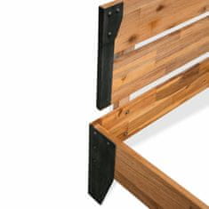 Vidaxl Rám postele s 2 nočnými stolíkmi, akáciové drevo, oceľ, 140x200 cm