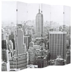 Vidaxl Skladací paraván 228x170 cm, potlač New Yorku, čierno-biely