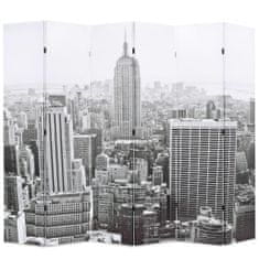 Vidaxl Skladací paraván 228x170 cm, potlač New Yorku, čierno-biely