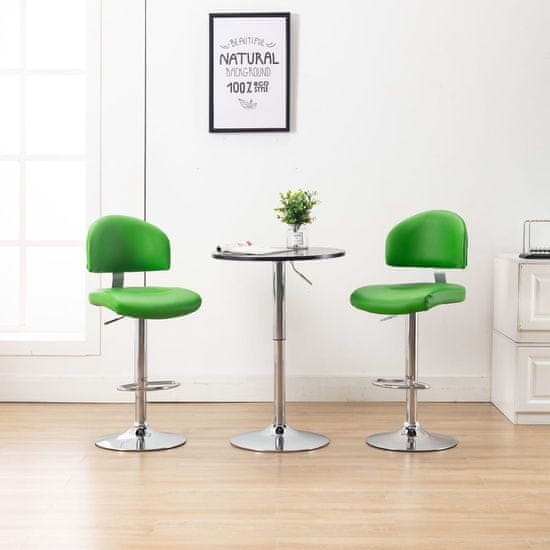 Vidaxl Barové stoličky 2 ks, zelené, umelá koža