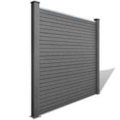 Vidaxl Záhradný plot, 4 štvorcové + 1 šikmý panel, WPC 815 cm, sivý