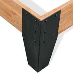 Vidaxl Rám postele s 2 nočnými stolíkmi, akáciové drevo, oceľ, 140x200 cm