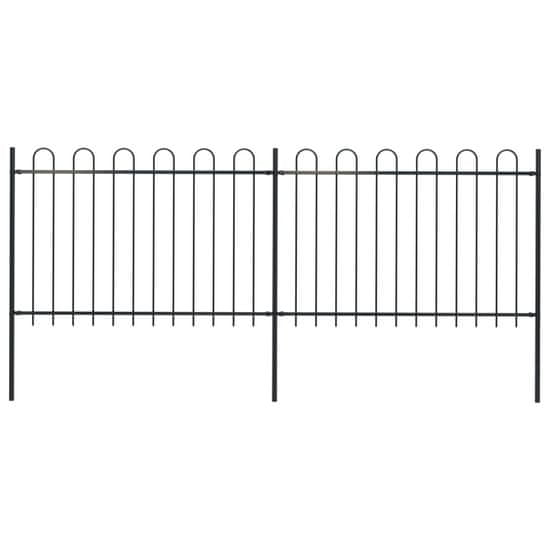 Vidaxl Záhradný plot s oblúkovým zakončením, oceľ 3,4x1,2 m, čierny