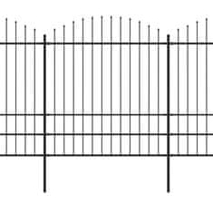Vidaxl Plotové panely s hrotmi, oceľové, (1,75-2) x 17 m, čierne