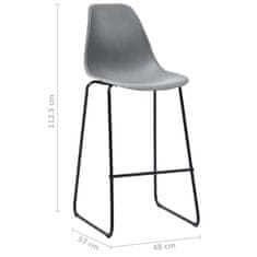 Vidaxl Barové stoličky 2 ks, sivé, plast