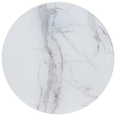Vidaxl Stolová doska, biela Ø60 cm, sklo s mramorovou textúrou