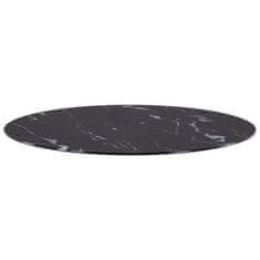 Vidaxl Stolová doska, čierna Ø50 cm, sklo s mramorovou textúrou