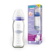 Lansinoh sklenená dojčenská fľaša 240ml s NaturalWave TM cumlíkom (M)