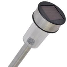 Vidaxl Záhradné LED solárne lampy s tyčou z nehrdzavejúcej ocele, sada 12 ks