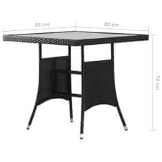 Petromila vidaXL Záhradný stôl čierny 80x80x74 cm polyratanový