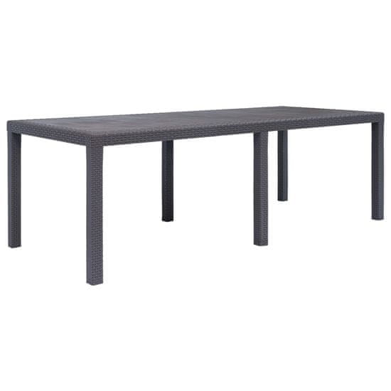 Vidaxl Záhradný stôl hnedý 220x90x72 cm plastový s ratanovým vzhľadom