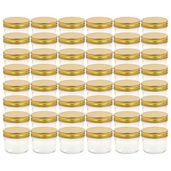 Vidaxl Sklenené zaváracie poháre so zlatými viečkami 48 ks 110 ml
