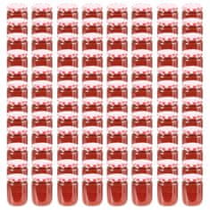 Vidaxl Zaváracie poháre s bielo-červenými viečkami 96 ks 230 ml sklo